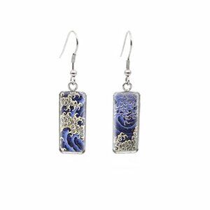 Blue Wave Drop Earrings Rectangular NWT